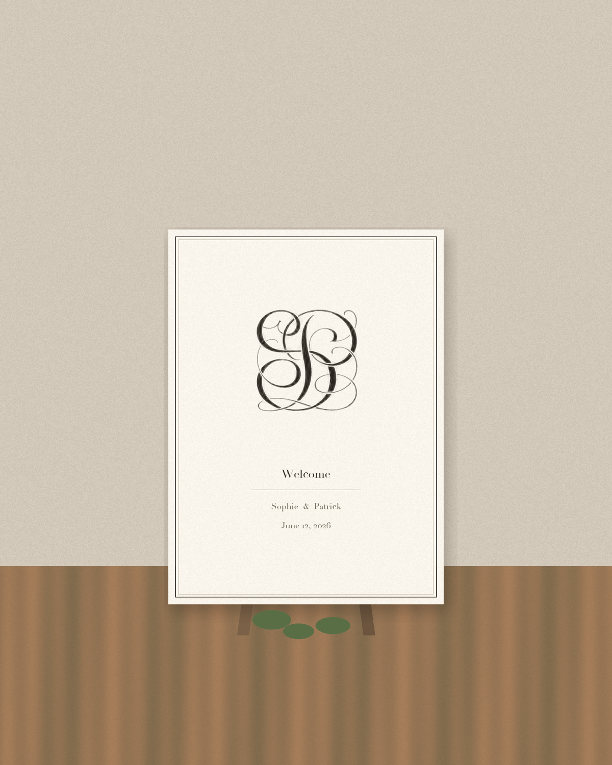 Monogram on a wedding welcome sign